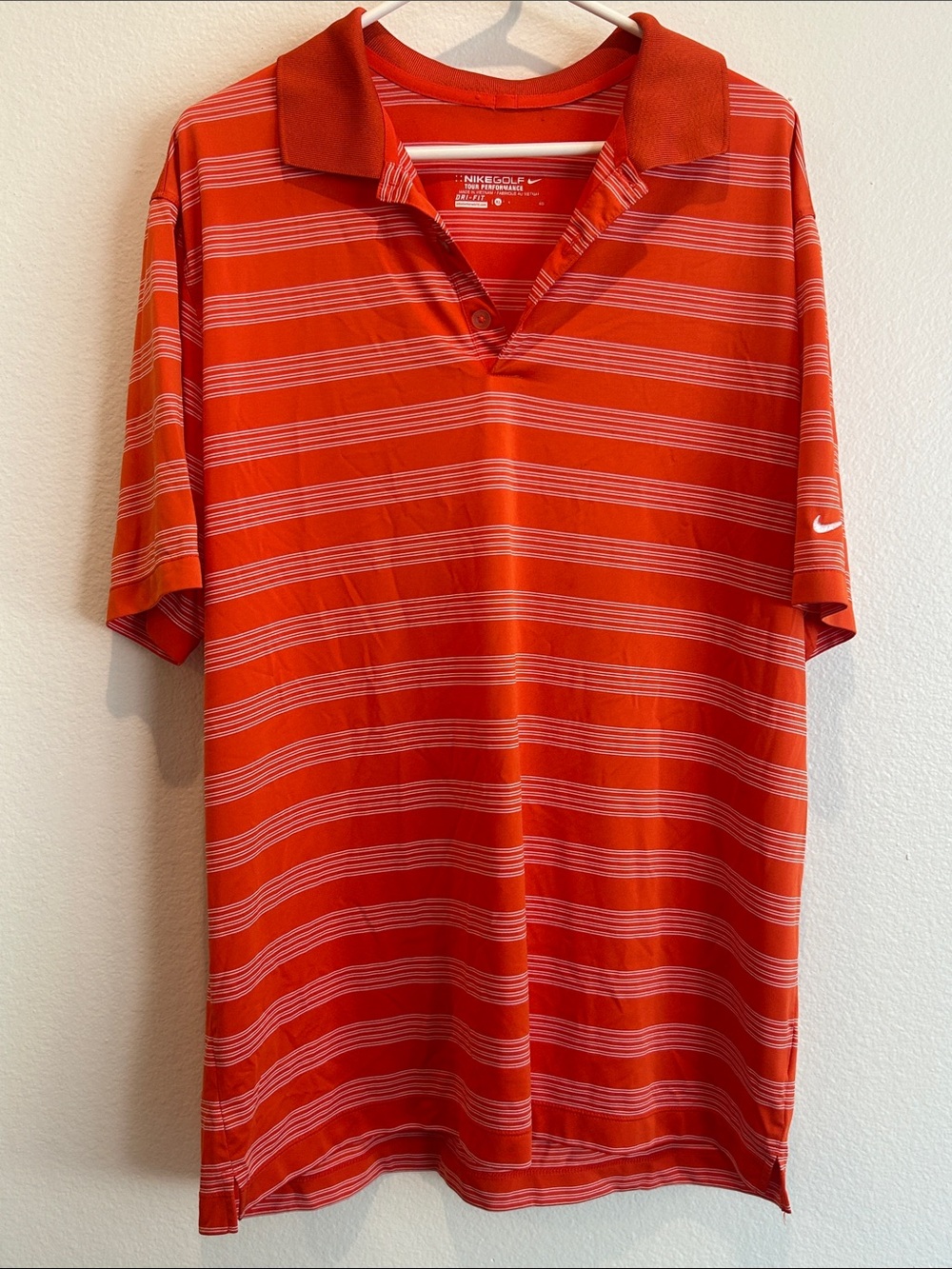 Nike Orange Striped Polo Shirt